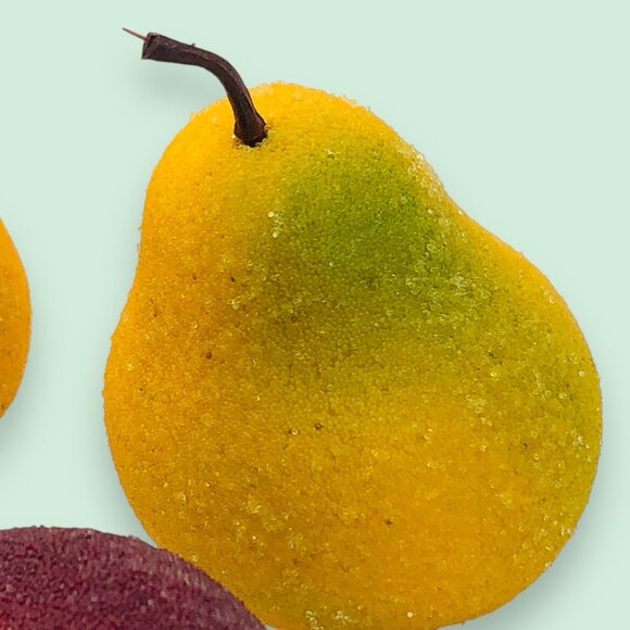 Lot of 10 Faux Sugared Fruit Apples Pears Red Green Yellow - Picture 5 of 12